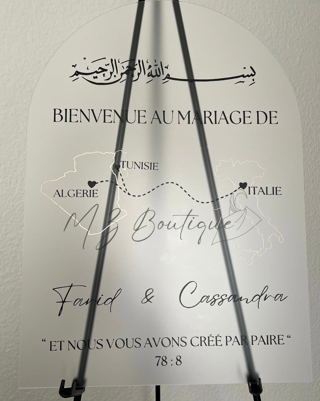 Panneau pays en arche givré