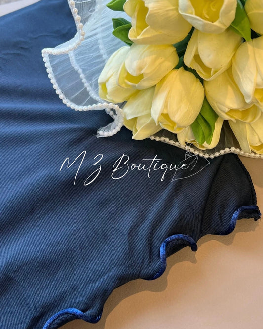 Voile en Jersey Premium Frisé - Bleu Nuit