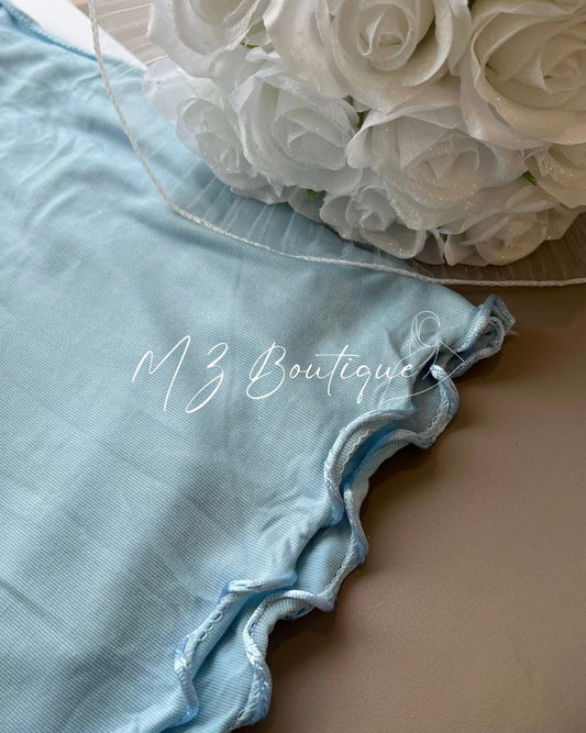 Voile en Jersey Premium Frisé - Bleu Ciel