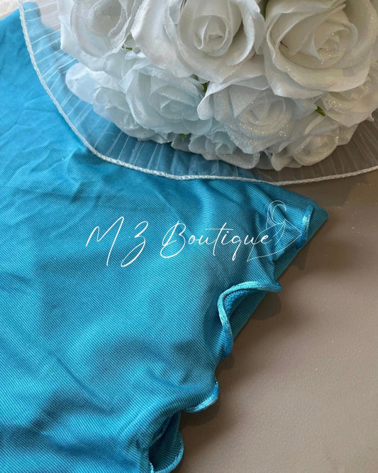 Voile en Jersey Premium Frisé - Bleu Paon