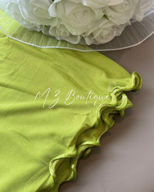 Voile en Jersey Premium Frisé - Vert Pistache